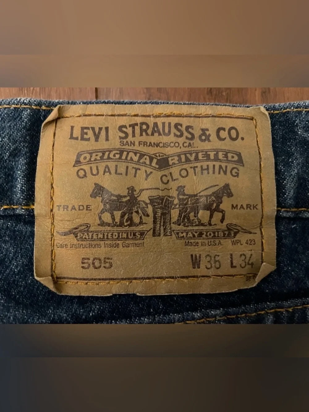 Levi’s Men's Jeans Vintage 505 Blue Straight-Leg Orange Tab 1990 USA 36 x 34